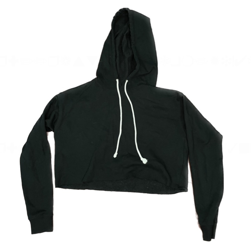 Wild Fable Black Cropped Drawstring Hoodie size Medium